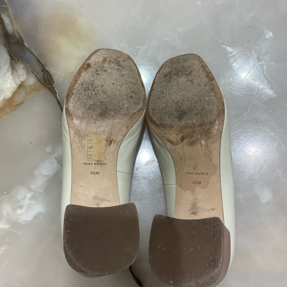 Tory Burch Jessa Goatskin Patent Leather Pump Heel Ivory Mint - Picture 15 of 15